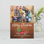 ブラシスクリプト木材ヴィンテージトラッククリスマスカード シーズンカード (スタンド正面)