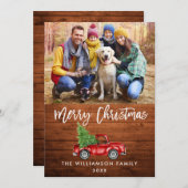 ブラシスクリプト木材ヴィンテージトラッククリスマスカード シーズンカード (正面/裏面)