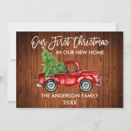 ブラシスクリプト木材初めてのクリスマス新しいホームトラック シーズンカード