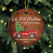 ブラシスクリプト木材初めてのクリスマス新しいホームトラック セラミックオーナメント