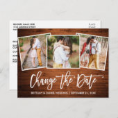 ブラシスクリプト木目日付を変更新しい日付3の写真 ポストカード (正面/裏面)