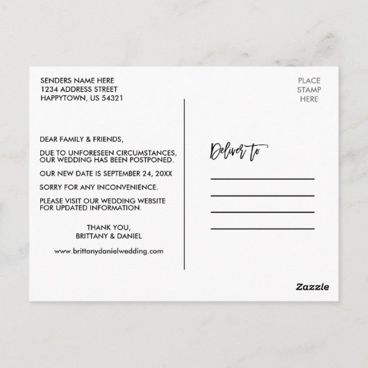 ブラシスクリプト木目日付を変更新しい日付3の写真 ポストカード (裏面)