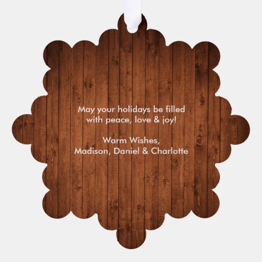 ブラシスクリプト水の色レッドトラック素朴休日 オーナメントカード (裏面)