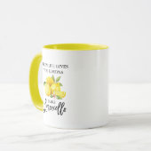 ブラシスクリプト水の色レモンリモンチェロ黄色 マグカップ (正面左)