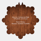 ブラシスクリプト水カラーヴィンテージトラックウッドプリント オーナメントカード (裏面)