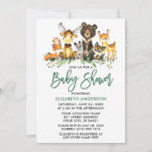 ブラシスクリプト水彩木地動物シャワー 招待状 (正面)