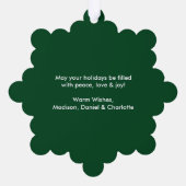 ブラシスクリプト水色トラックグリーンホリデイ オーナメントカード (裏面)