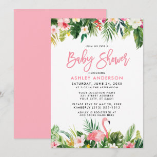 ブラシスクリプト熱帯フローラ赤ちゃんシャワー 招待状