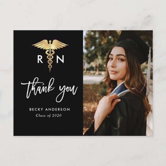 ブラシスクリプト看護学校卒業感謝していあなた ポストカード (正面)