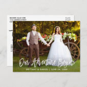 ブラシスクリプト私たちのアドベンチャー結婚が始ま感謝している ポストカード (正面/裏面)