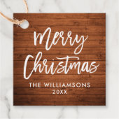 ブラシスクリプト素朴ウッドクリスマススクエア フェイバータグ (正面)