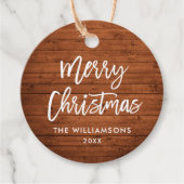 ブラシスクリプト素朴ウッドクリスマススターツインズ フェイバータグ (正面)