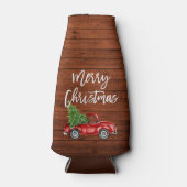 ブラシスクリプト素朴ウッドトラッククリスマス ボトルクーラー (正面)