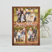 ブラシスクリプト素朴ウッドハッピーホリデーズフォト シーズンカード (スタンド正面)