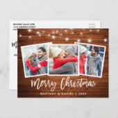 ブラシスクリプト素朴ウッドライトクリスマス3写真 ポストカード (正面/裏面)