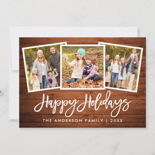 ブラシスクリプト素朴ウッド3フォトファミリー シーズンカード (正面)