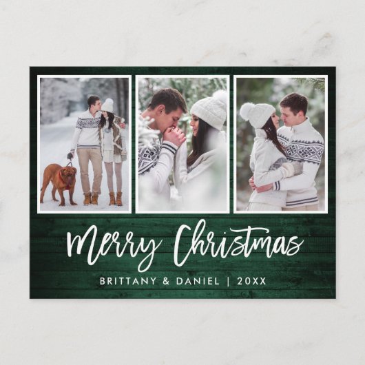 ブラシスクリプト素朴グリーンウッドクリスマス3写真 ポストカード (正面)
