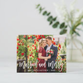 ブラシスクリプト結婚したとフォトクメリーリスマス ポストカード (スタンド正面)