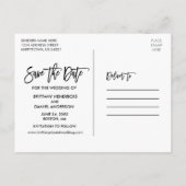 ブラシスクリプト結婚する日付を保存 ポストカード (裏面)