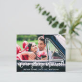 ブラシスクリプト結婚する日付を保存 ポストカード (スタンド正面)