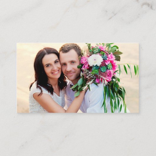 ブラシスクリプト結婚のウェブサイトQRフォトホットピンク エンクロージャーカード (裏面)