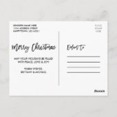 ブラシスクリプト結婚のクリスマス4フォトグリーン ポストカード (裏面)