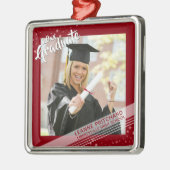 ブラシスクリプト縁ど卒業、赤星、写真 メタルオーナメント (左)