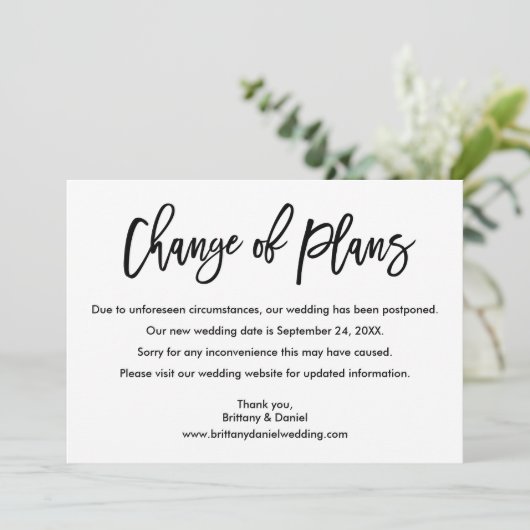 ブラシスクリプト計画の変更結婚新規の日付カード セーブザデート (スタンド正面)