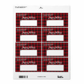 ブラシスクリプト赤バッファロープレイドホリデーズメール ラベル (フルシート)