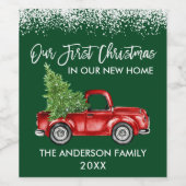 ブラシスクリプト雪1stクリスマスホームトラックグリーン ワインラベル (シングルラベル)