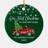 ブラシスクリプト1stクリスマスホームトラックライトグリーン セラミックオーナメント (正面)