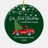 ブラシスクリプト1stクリスマスホームトラックライトグリーン セラミックオーナメント (裏面)