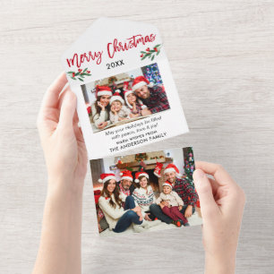 ブラシスクリプト2フォトアルインワンクリスマスカード オールインワン招待状