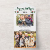 ブラシスクリプト2フォトグリーンオールインワンホリデーカード オールインワン招待状 (内側)