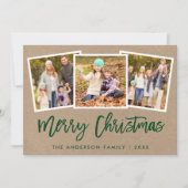 ブラシスクリプト3フォトファミリークリスマスクラフト シーズンカード (正面)