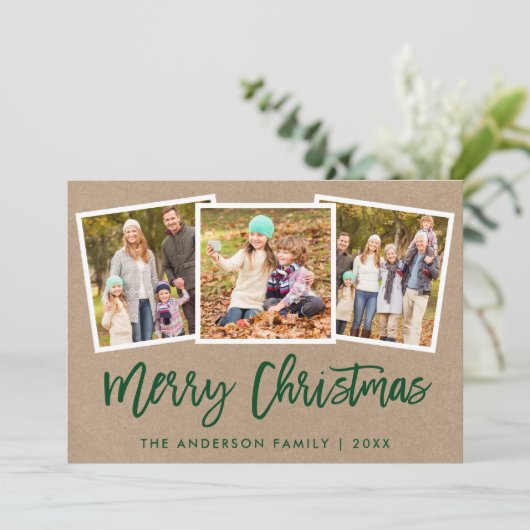 ブラシスクリプト3フォトファミリークリスマスクラフト シーズンカード (スタンド正面)