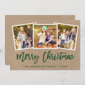 ブラシスクリプト3フォトファミリークリスマスクラフト シーズンカード (正面/裏面)
