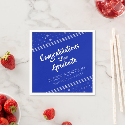 ブラシスクリプト |編集可王室の能な青 |卒業 スタンダードカクテルナプキン (インサイチュ)