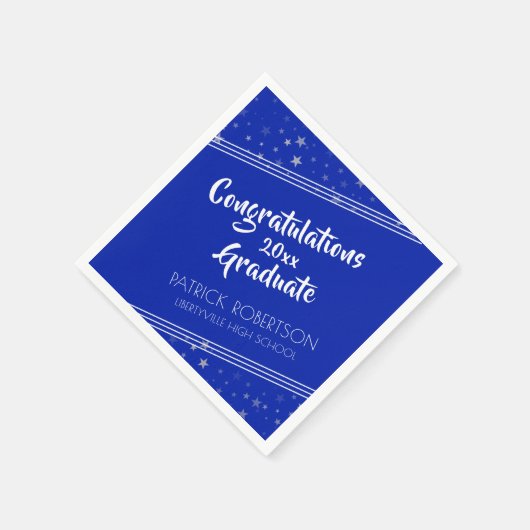 ブラシスクリプト |編集可王室の能な青 |卒業 スタンダードカクテルナプキン (角)