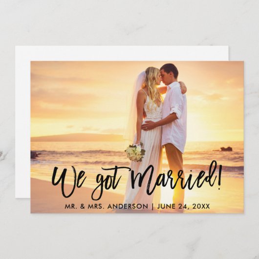 ブラシスクリプトWe得お祝い結婚した招待状B 案内状 (正面/裏面)