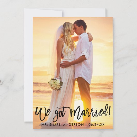 ブラシスクリプトWe得お祝い結婚した招待状Blk 案内状 (正面)