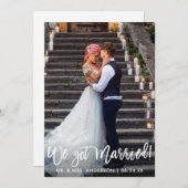 ブラシスクリプトWe得お祝い結婚した招待状W 案内状 (正面/裏面)