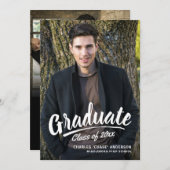 ブラシスクリモダンプトの卒業2枚の写真パーティー 招待状 (正面/裏面)