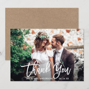 ブラシスクリ結婚プトの写真クラフトサンキューカード 招待状