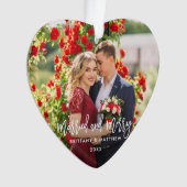ブラシスク結婚したリプトメリーと写真結婚のハート オーナメント (正面)