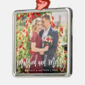 ブラシスク結婚したリプトメリーと写真結婚の正方形 メタルオーナメント (左)