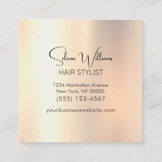 ブラシストロエレガントーク金ゴールドチャンペーンミニマリスト スクエア名刺 (裏面)