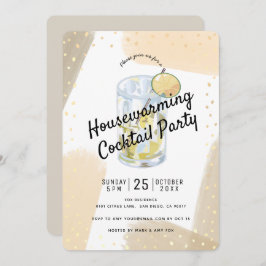 ブラシストロモダンーク引っ越し祝いパーティーカクテルパーティー 招待状