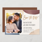 ブラシストロモダンーク抽象芸術シェイプ写真 セーブザデート (正面/裏面)