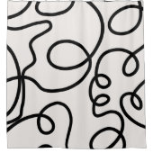 ブラシストロモダンーミニマルク（白黒） シャワーカーテン (正面)